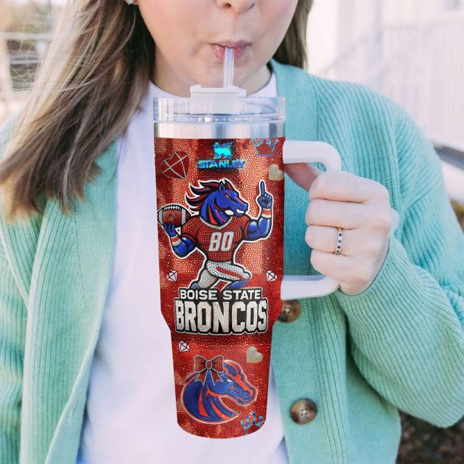Boise State Broncos Ncaa Sports Custom Stanley Quencher 40Oz Stainless Steel Tumbler With Handle - Image 3