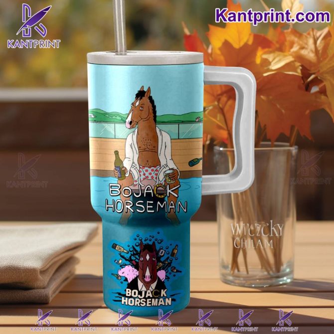 Bojack Horseman Movies Custom Stanley Quencher 40Oz Stainless Steel Tumbler With Handle - Image 3