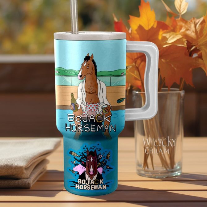 Bojack Horseman Tv Series Custom Stanley Quencher 40Oz Stainless Steel Tumbler With Handle - Image 3