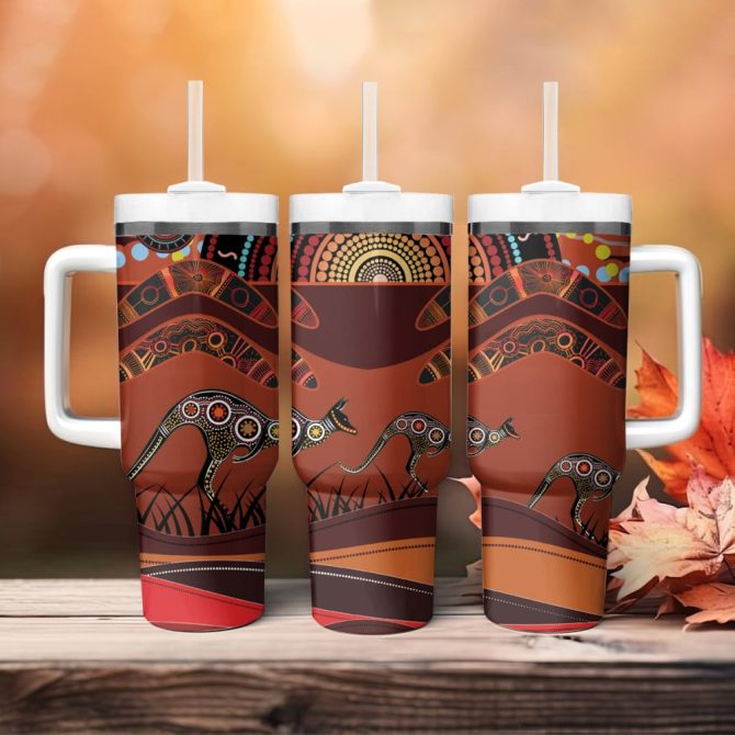 Bomerang And Kangaroo Custom Stanley Quencher 40Oz Stainless Steel Tumbler - Image 5