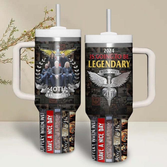 Bon Jovi Music Custom Stanley Quencher 40Oz Stainless Steel