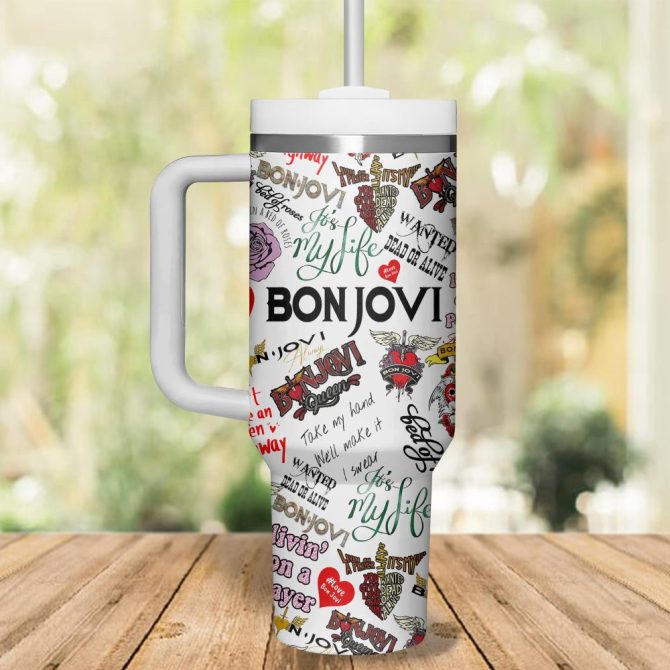 Bon Jovi Music Custom Stanley Quencher 40Oz Stainless Steel - Image 3