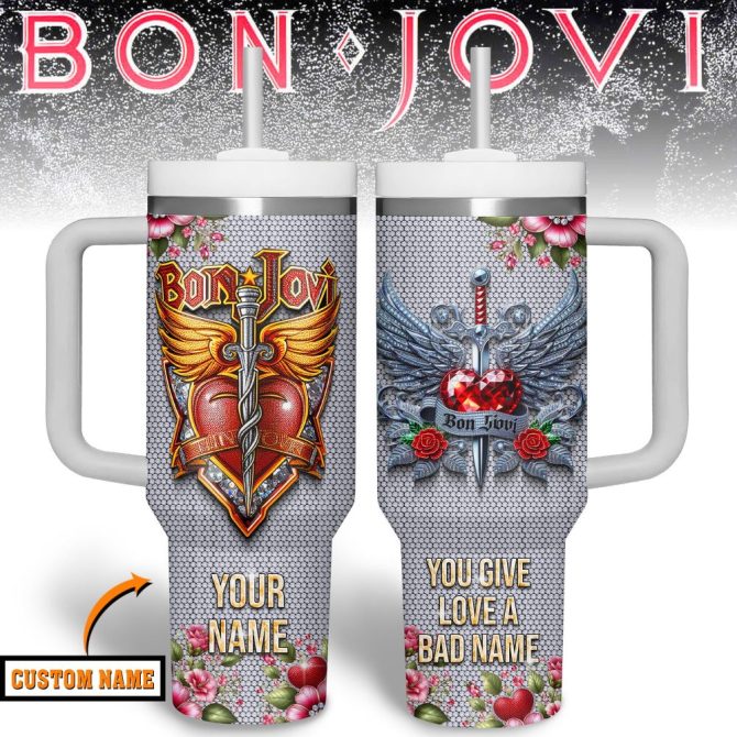 Bon Jovi Music Custom Stanley Quencher 40Oz Stainless Steel Tumbler