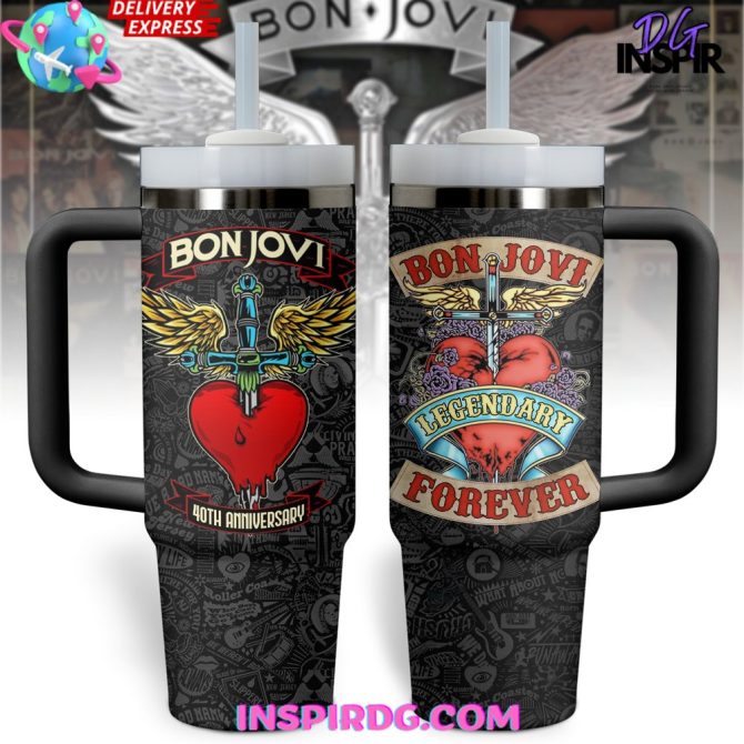 Bon Jovi Music Custom Stanley Quencher 40Oz Stainless Steel Tumbler