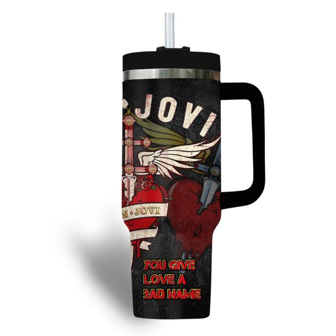 Bon Jovi Music Custom Stanley Quencher 40Oz Stainless Steel Tumbler - Image 3