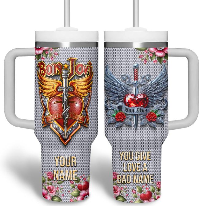Bon Jovi Music Custom Stanley Quencher 40Oz Stainless Steel Tumbler - Image 3