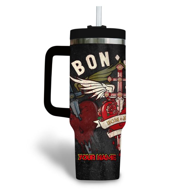 Bon Jovi Music Custom Stanley Quencher 40Oz Stainless Steel Tumbler - Image 4