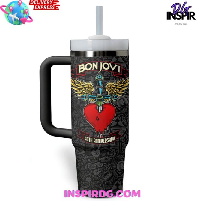 Bon Jovi Music Custom Stanley Quencher 40Oz Stainless Steel Tumbler - Image 3