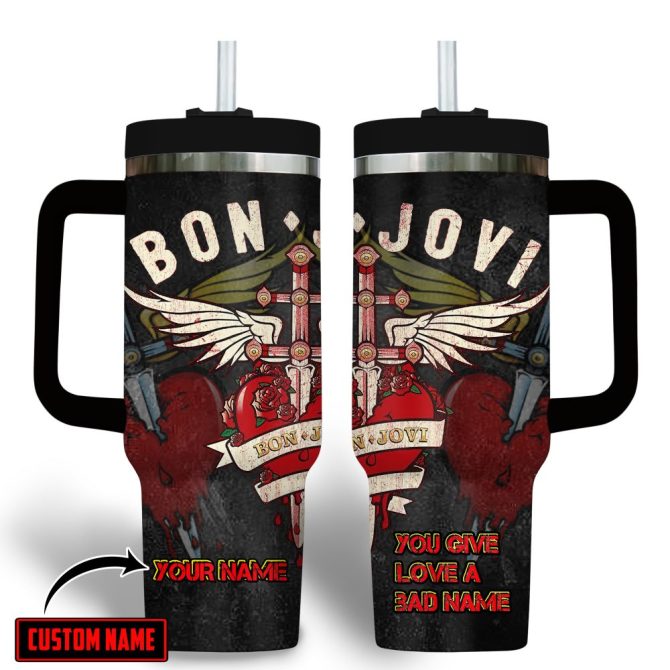 Bon Jovi Music Custom Stanley Quencher 40Oz Stainless Steel Tumbler - Image 2