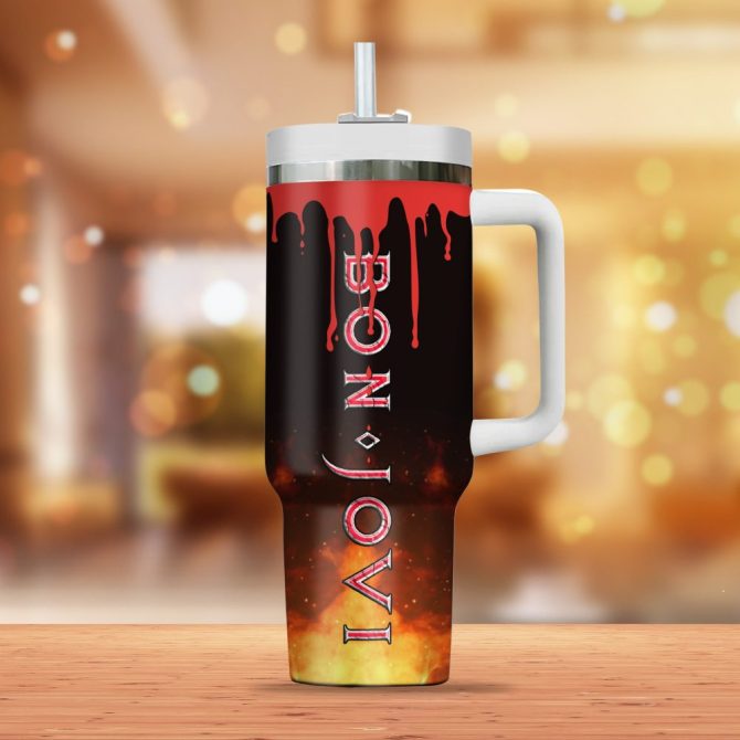 Bon Jovi Music Custom Stanley Quencher 40Oz Stainless Steel Tumbler - Image 3