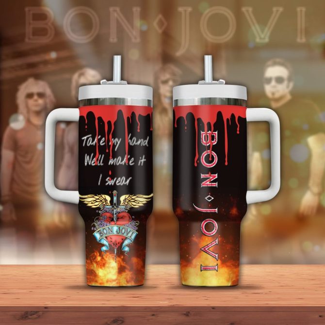 Bon Jovi Music Custom Stanley Quencher 40Oz Stainless Steel Tumbler