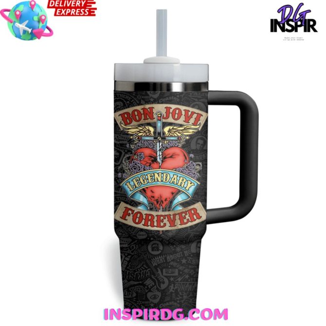 Bon Jovi Music Custom Stanley Quencher 40Oz Stainless Steel Tumbler - Image 2