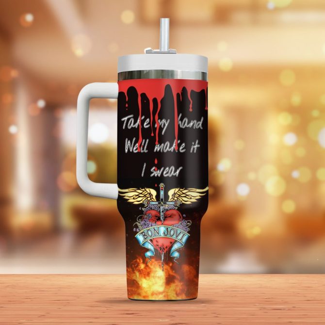 Bon Jovi Music Custom Stanley Quencher 40Oz Stainless Steel Tumbler - Image 2