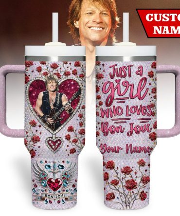 Bon Jovi Music Custom Stanley Quencher 40Oz Stainless Steel Tumbler With Handle