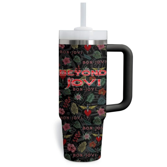 Bon Jovi Music Custom Stanley Quencher 40Oz Stainless Steel Tumbler With Handle - Image 3