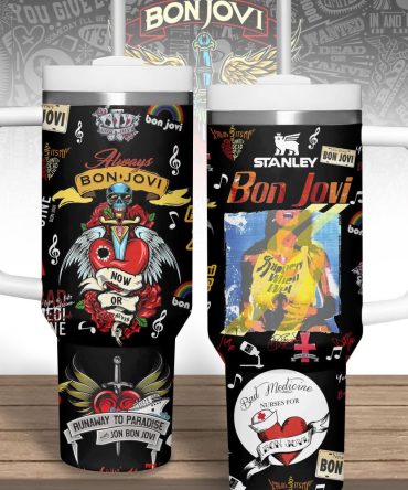 Bon Jovi Music Custom Stanley Quencher 40Oz Stainless Steel Tumbler With Handle