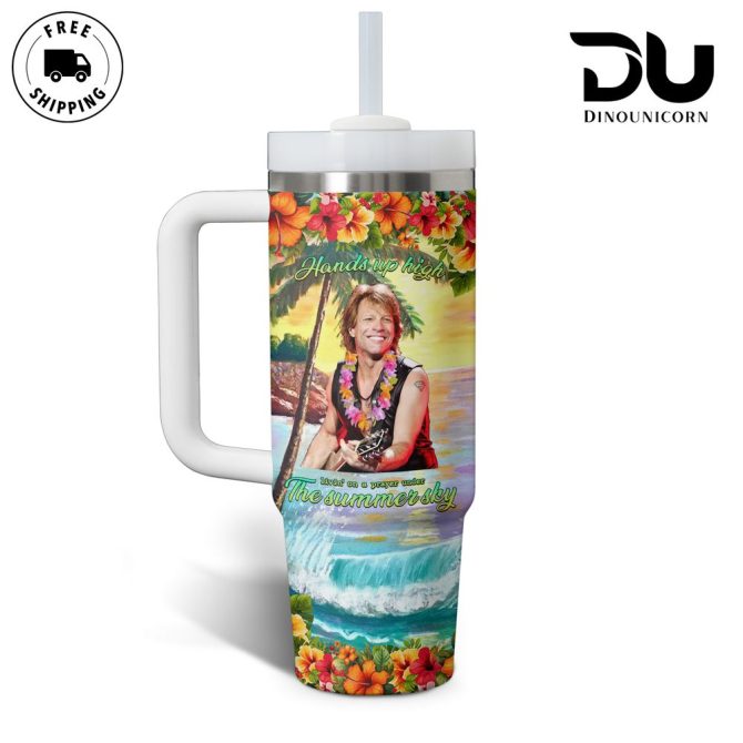 Bon Jovi Music Custom Stanley Quencher 40Oz Stainless Steel Tumbler With Handle - Image 2