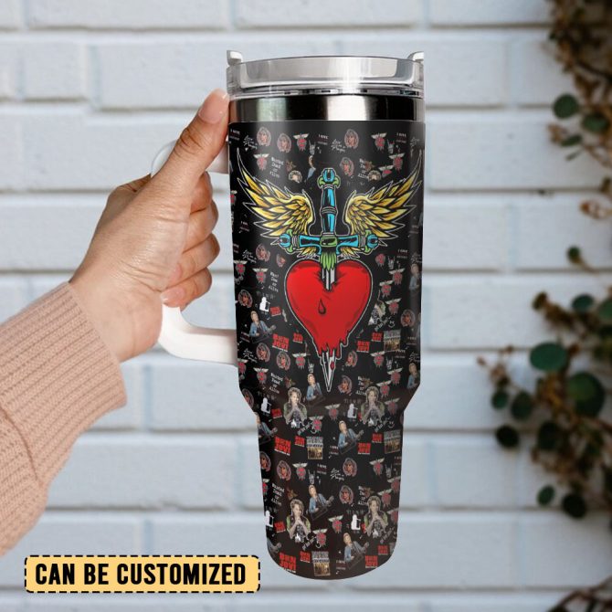 Bon Jovi Music Custom Stanley Quencher 40Oz Stainless Steel Tumbler With Handle - Image 3