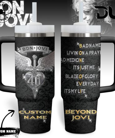 Bon Jovi Music Custom Stanley Quencher 40Oz Stainless Steel Tumbler With Handle