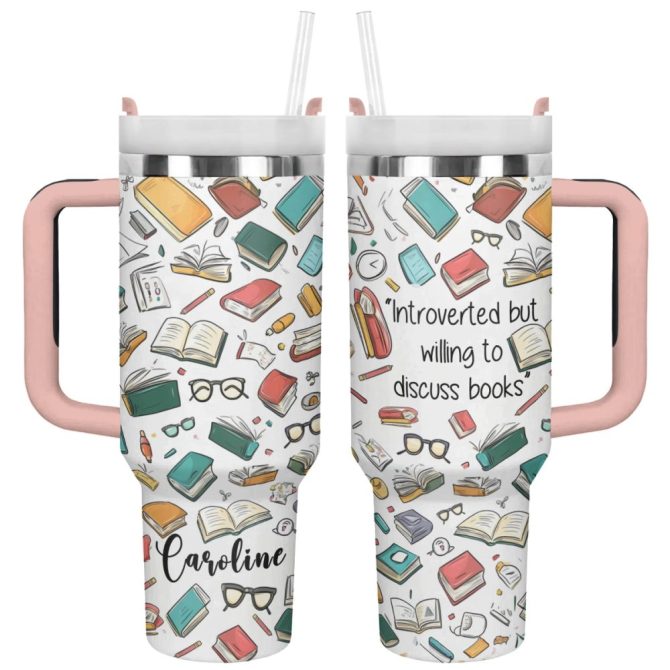 Book Lover Custom Stanley Quencher 40Oz Stainless Steel Tumbler With Handle - Image 4