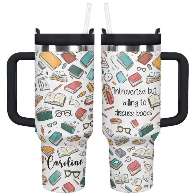 Book Lover Custom Stanley Quencher 40Oz Stainless Steel Tumbler With Handle - Image 2