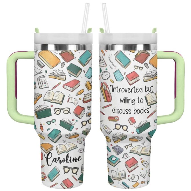 Book Lover Custom Stanley Quencher 40Oz Stainless Steel Tumbler With Handle - Image 3