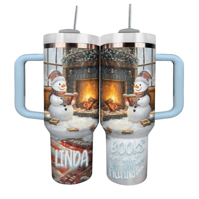 Books Are Worth Melting For Christmas Custom Stanley Quencher 40Oz Stainless Steel Tumbler With Handle