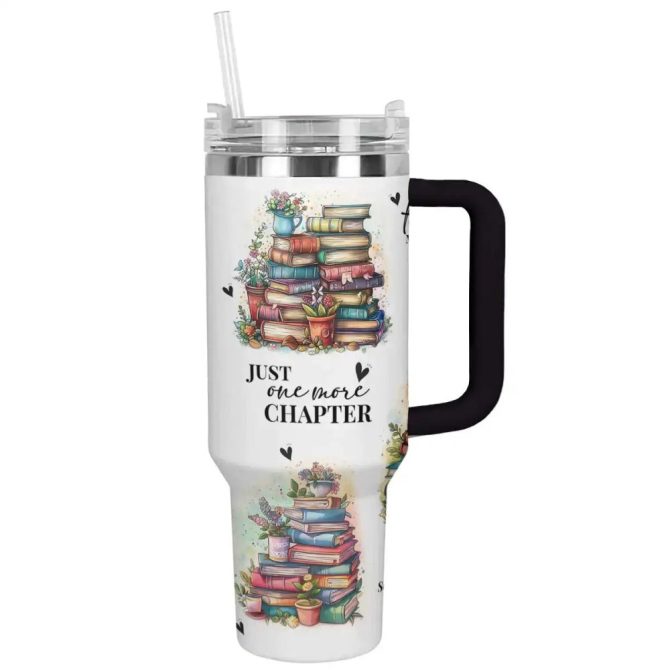 Books Custom Stanley Quencher 40Oz Stainless Steel Tumbler With Handle