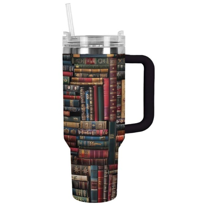Books Custom Stanley Quencher 40Oz Stainless Steel Tumbler With Handle