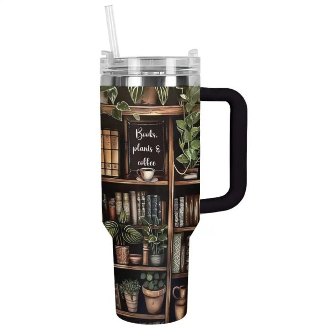 Books Custom Stanley Quencher 40Oz Stainless Steel Tumbler With Handle
