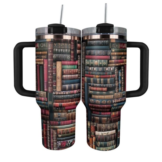 Books Custom Stanley Quencher 40Oz Stainless Steel Tumbler With Handle