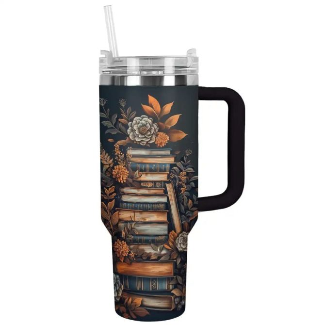 Books Custom Stanley Quencher 40Oz Stainless Steel Tumbler With Handle