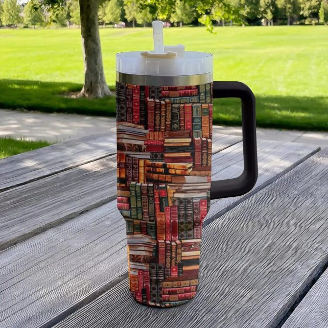 Books Custom Stanley Quencher 40Oz Stainless Steel Tumbler With Handle - Image 2