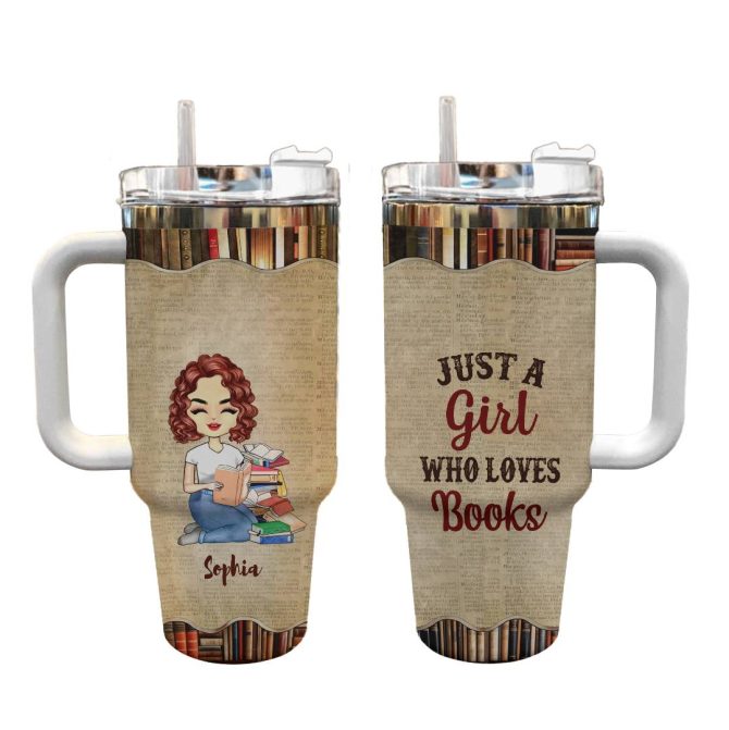Books Custom Stanley Quencher 40Oz Stainless Steel Tumbler With Handle