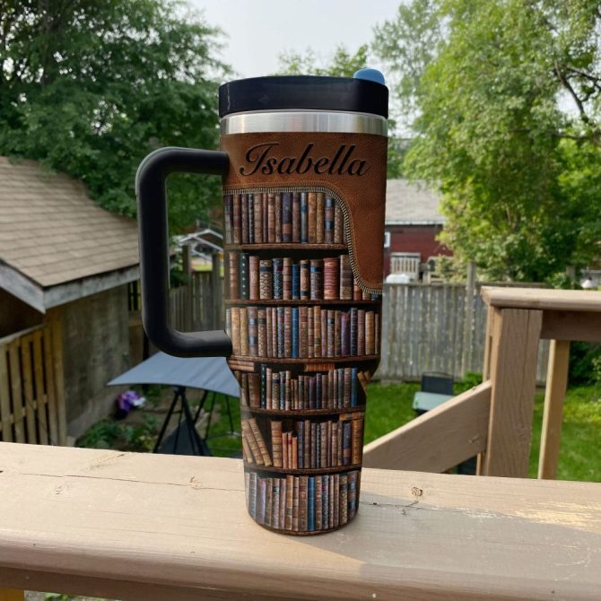 Books Library Custom Stanley Quencher 40Oz Stainless Steel Tumbler With Handle - Image 2