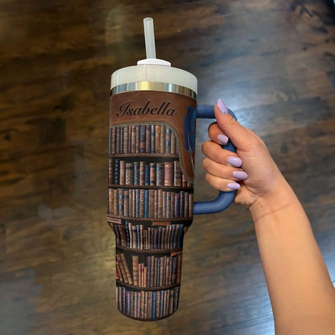 Books Library Custom Stanley Quencher 40Oz Stainless Steel Tumbler With Handle - Image 4