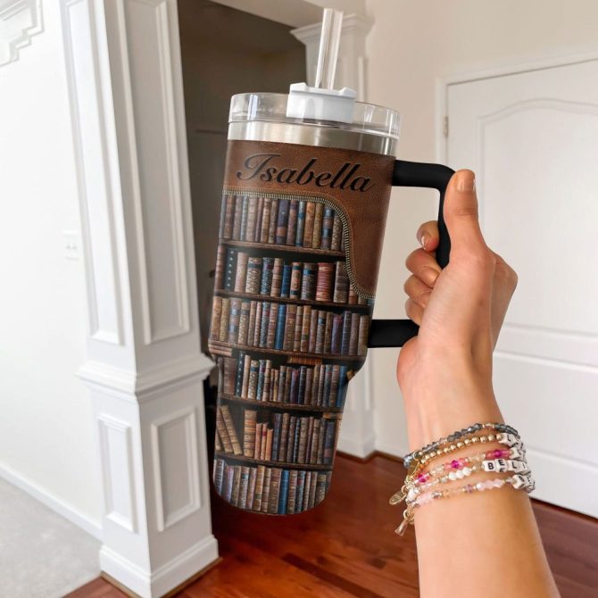 Books Library Custom Stanley Quencher 40Oz Stainless Steel Tumbler With Handle - Image 4