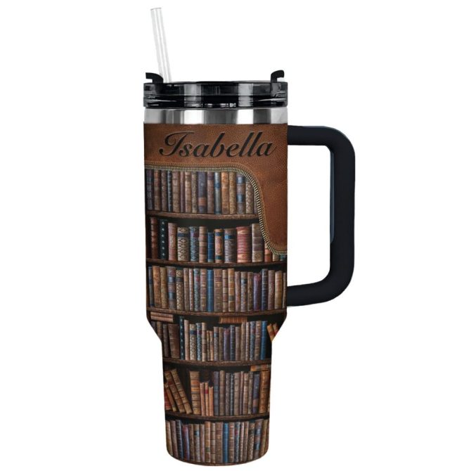 Books Library Custom Stanley Quencher 40Oz Stainless Steel Tumbler With Handle