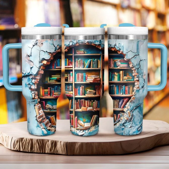 Books Library Custom Stanley Quencher 40Oz Stainless Steel Tumbler With Handle - Image 2