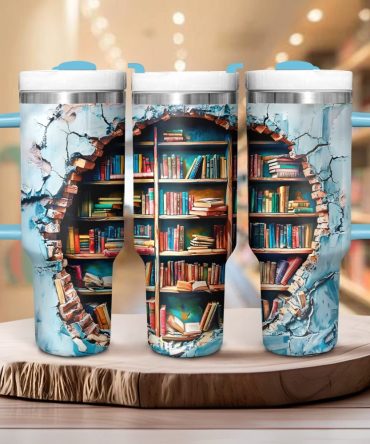 Books Library Custom Stanley Quencher 40Oz Stainless Steel Tumbler With Handle
