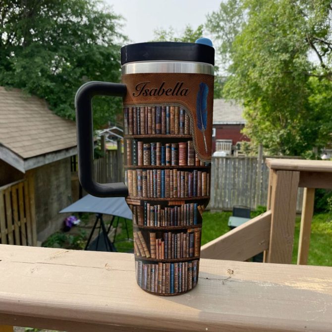 Books Library Custom Stanley Quencher 40Oz Stainless Steel Tumbler With Handle - Image 2