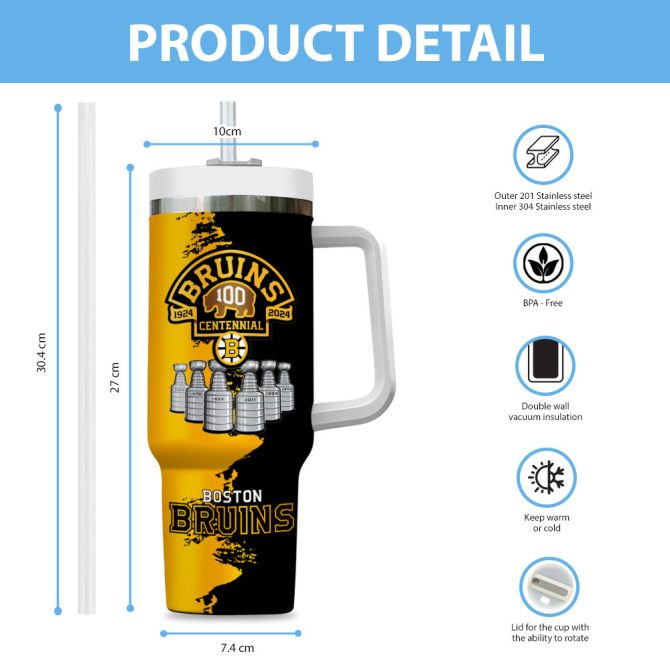 Boston Bruins Nhl Custom Stanley Quencher 40Oz Stainless Steel Tumbler - Image 5