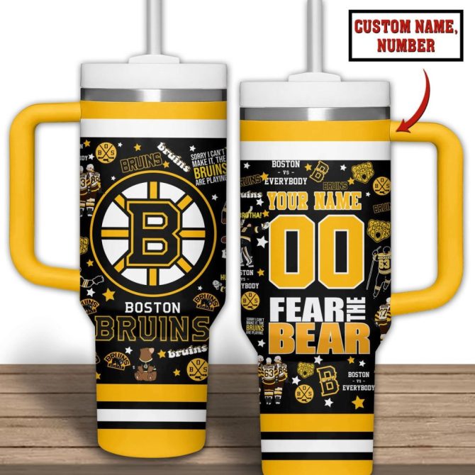 Boston Bruins Nhl Custom Stanley Quencher 40Oz Stainless Steel Tumbler