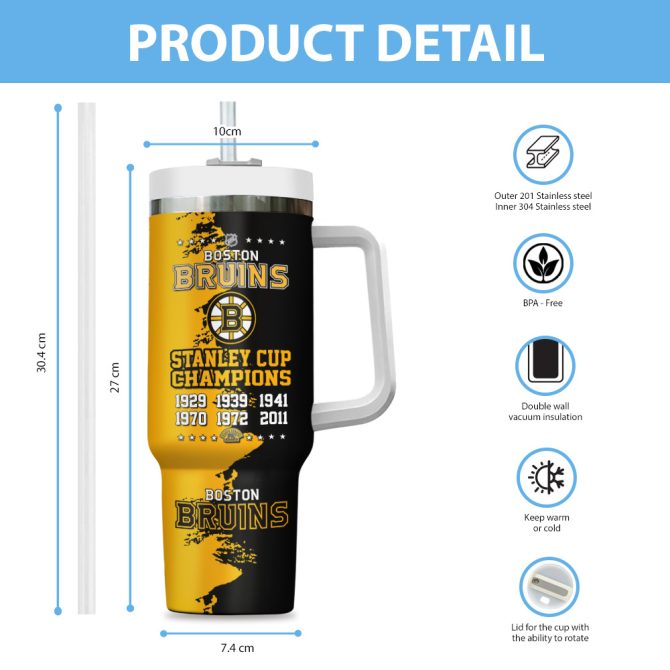 Boston Bruins Nhl Custom Stanley Quencher 40Oz Stainless Steel Tumbler - Image 6