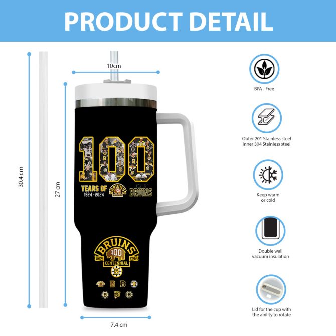 Boston Bruins Nhl Custom Stanley Quencher 40Oz Stainless Steel Tumbler - Image 5