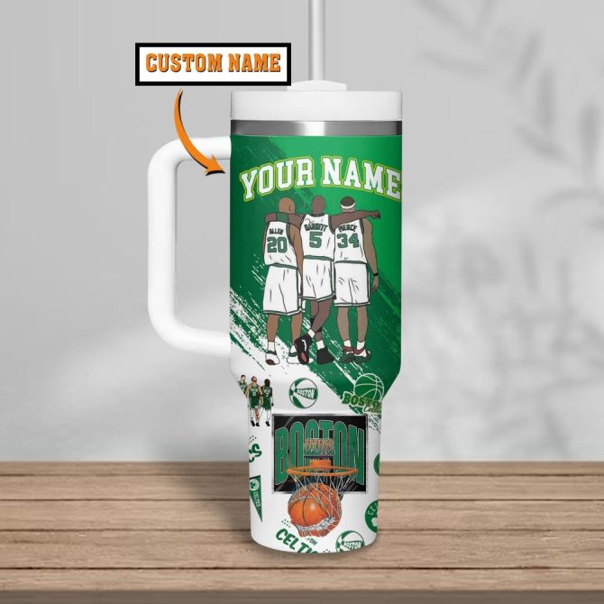 Boston Celtics Nba Custom Stanley Quencher 40Oz Stainless Steel Tumbler - Image 2