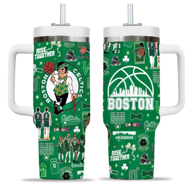Boston Celtics Nba Custom Stanley Quencher 40Oz Stainless Steel Tumbler