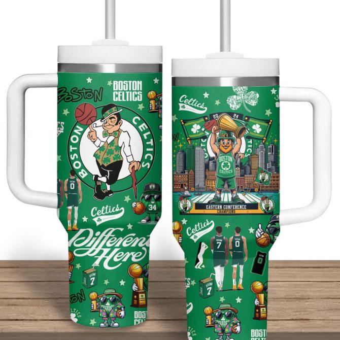 Boston Celtics Nba Custom Stanley Quencher 40Oz Stainless Steel Tumbler