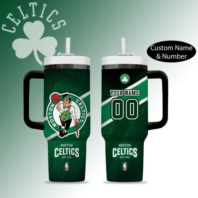 Boston Celtics Nba Custom Stanley Quencher 40Oz Stainless Steel Tumbler