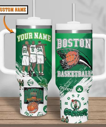 Boston Celtics Nba Custom Stanley Quencher 40Oz Stainless Steel Tumbler